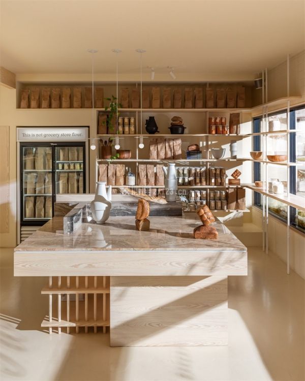 面包店货架岛台区装修效果图