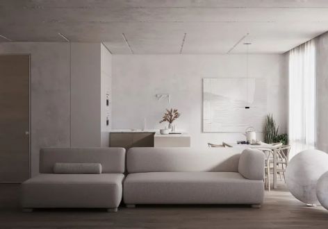 大川滨水城106平米现代极简三居室装修案例