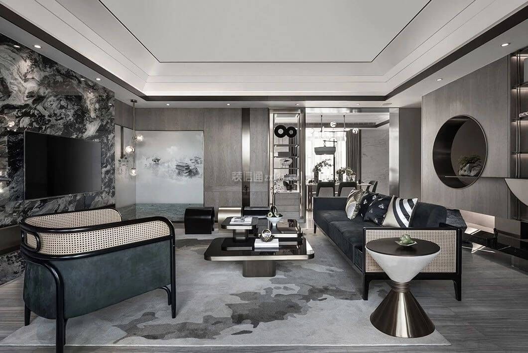 新中式客厅背影墙装修效果图 新中式客厅背景装修效果图