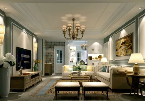 江鸿枫侨郡一期122平三居欧式风格装修案例